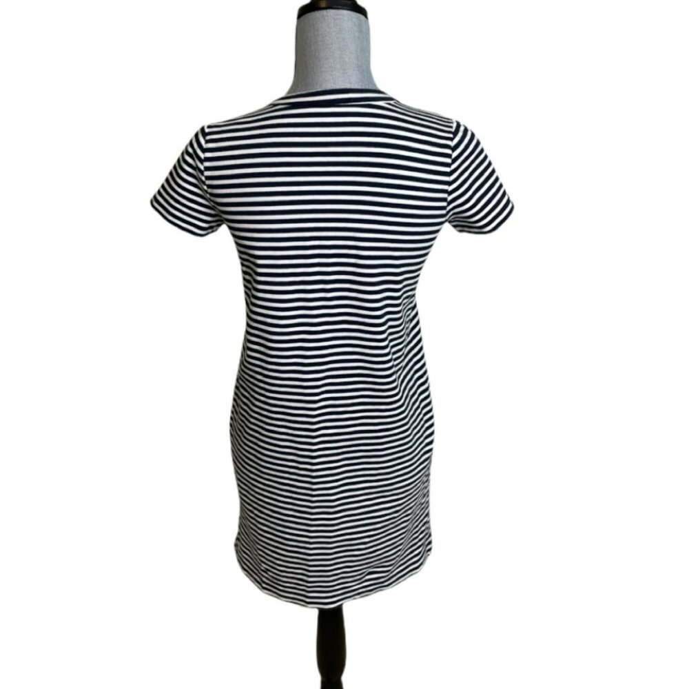 J. Crew Size XXS Stripe Lace Up Shift Knit Dress Blue White - Picture 2 of 7